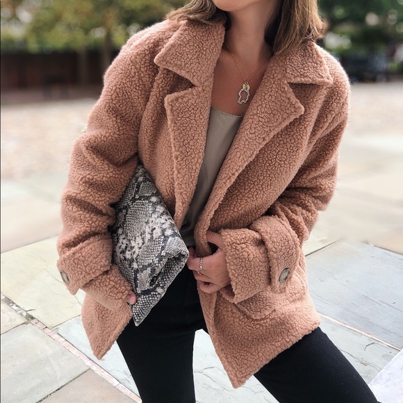 Lorna 2 Teddy Coat - Nude Peach - Picture 2 of 8